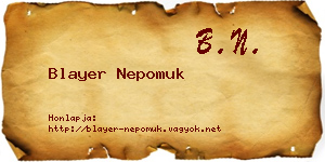 Blayer Nepomuk névjegykártya